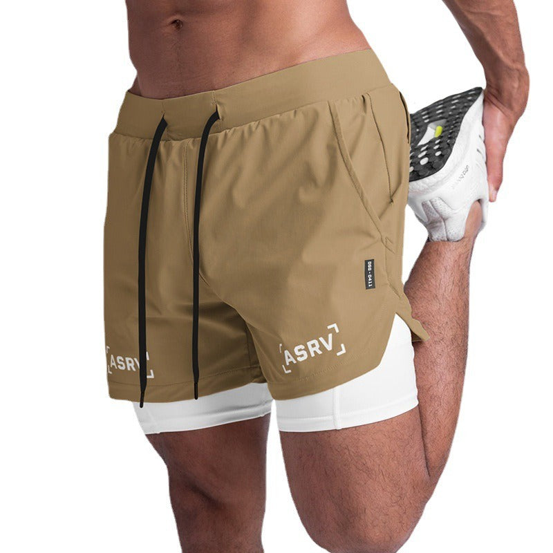 Men’s Double-Layer Basketball Shorts – Quick-Dry Athletic Capris for Gym & Outdoor