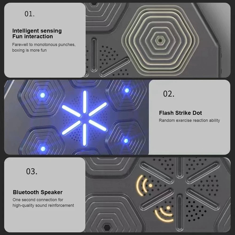 Bluetooth Smart Boxing Trainer – Wall-Mounted Punch Pads with Music & Interactive Fitness Tech for Home Workouts