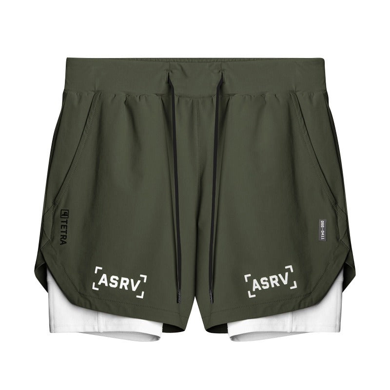 Men’s Double-Layer Basketball Shorts – Quick-Dry Athletic Capris for Gym & Outdoor