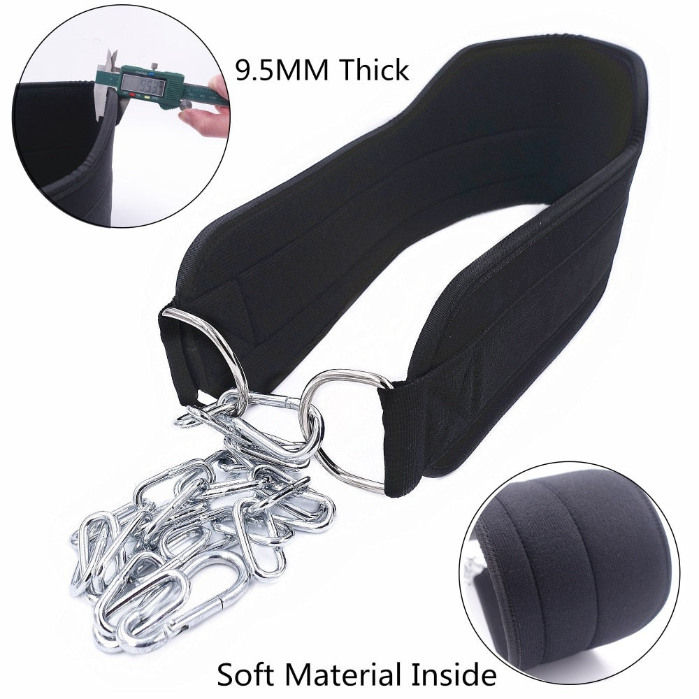 Heavy-Duty Neoprene Weight Lifting & Dipping Belt – Chain-Linked for Pull-Ups, Chin-Ups & Strength Training