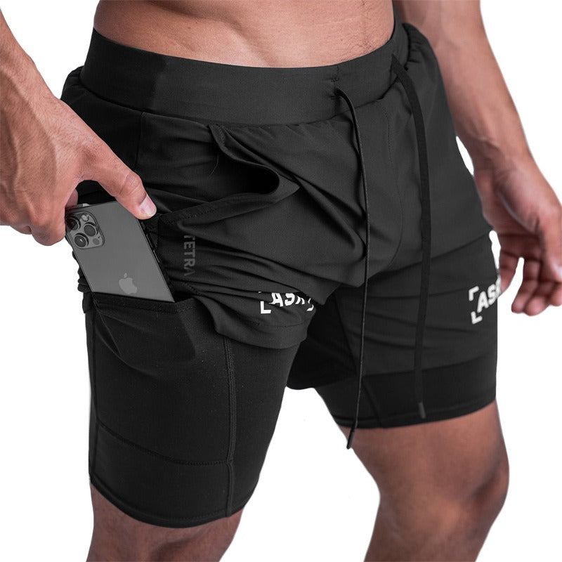 Men’s Double-Layer Basketball Shorts – Quick-Dry Athletic Capris for Gym & Outdoor
