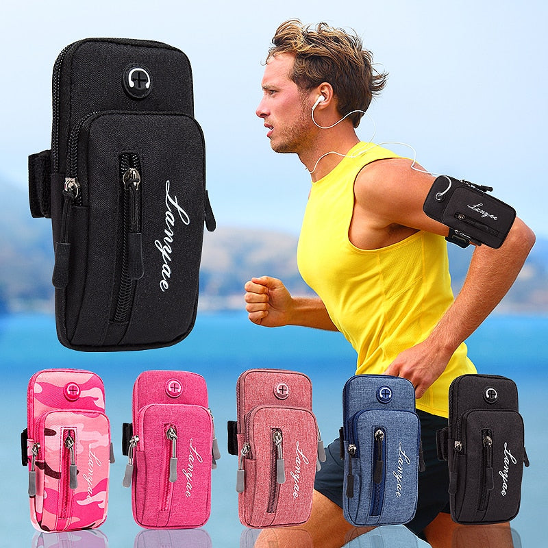 Unisex Running Arm Bag – Minimalist Outdoor Sports Pouch for Phone, Money & Keys with Headset Port