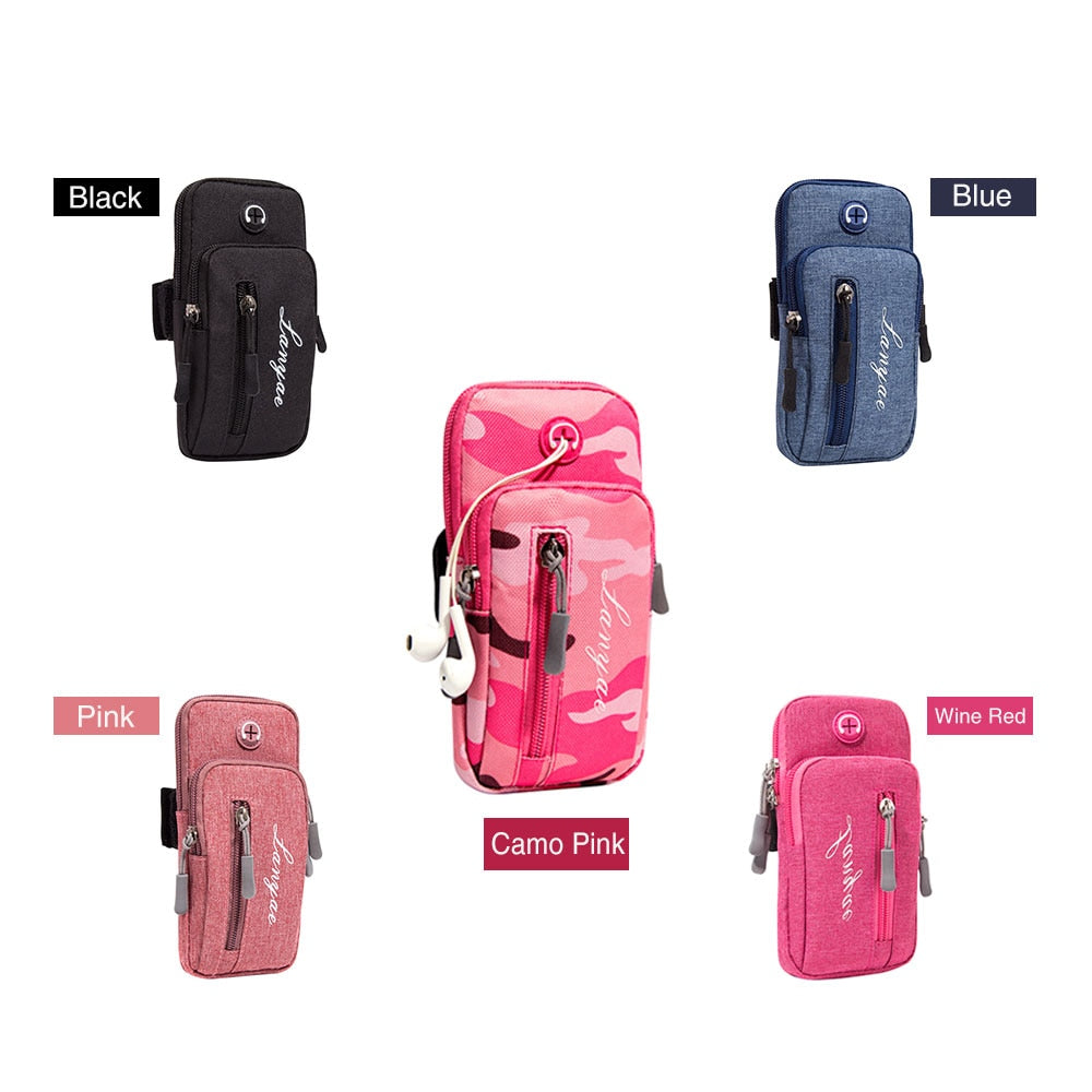 Unisex Running Arm Bag – Minimalist Outdoor Sports Pouch for Phone, Money & Keys with Headset Port