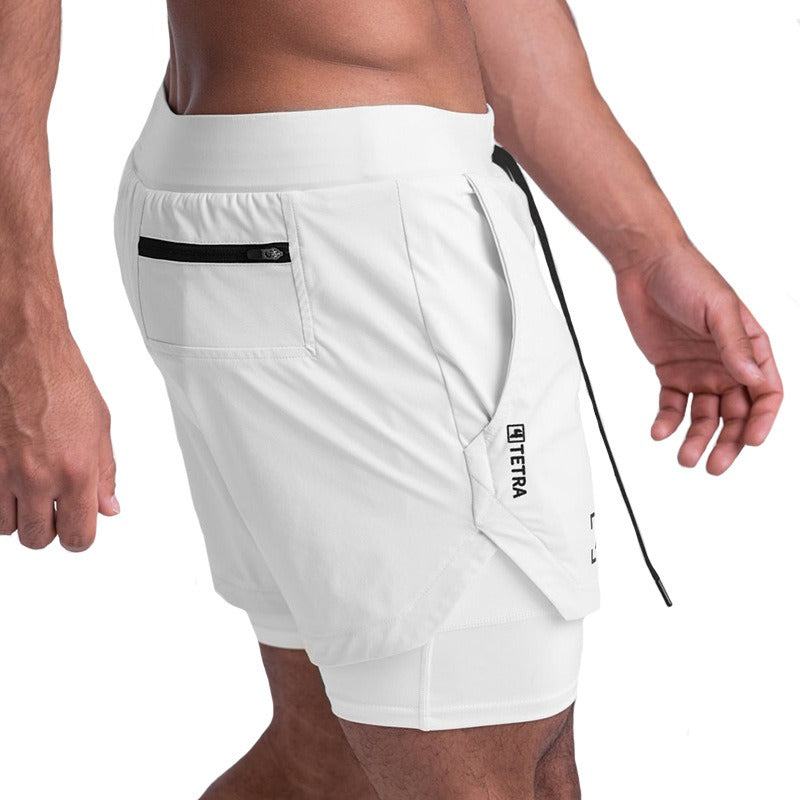 Men’s Double-Layer Basketball Shorts – Quick-Dry Athletic Capris for Gym & Outdoor